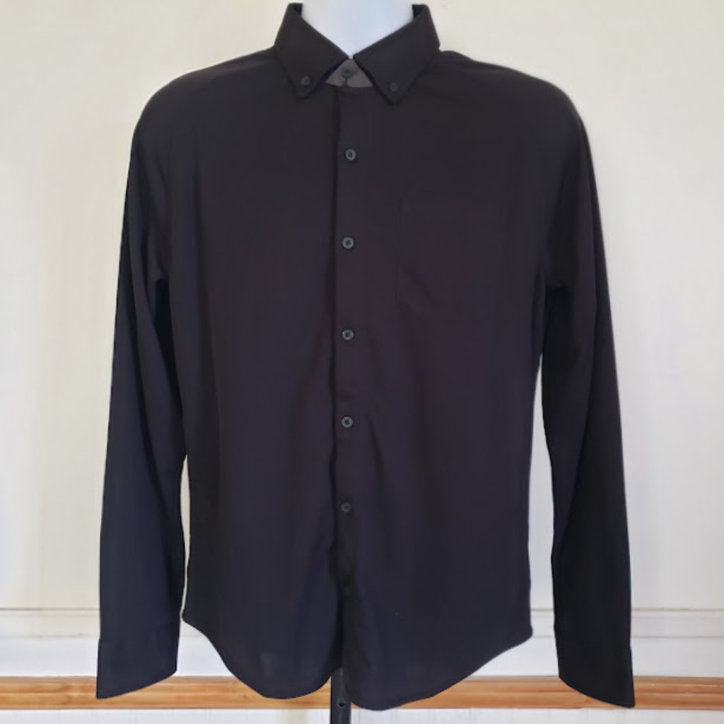 Ministry Of Supply Men Shirt Small Black Apollo Raglan Sport Long Sleeve Pocket